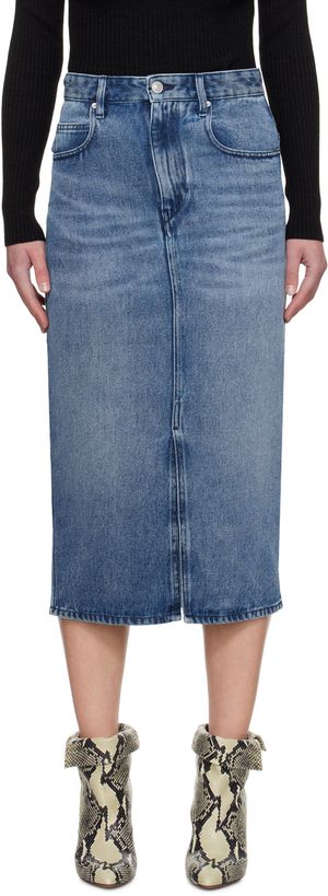 Isabel Marant Jupe midi Tilauria bleue en denim