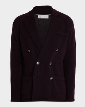 Men's Cashmere Knit Double-Breasted Cardigan