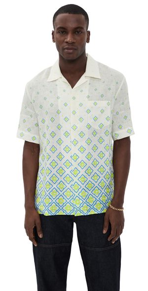 Casablanca Degrade Monogram Short Sleeve Linen Shirt Multi XL