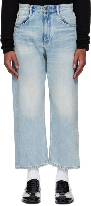 Fax Copy Express Blue Low-Rise Loose-Fit Jeans