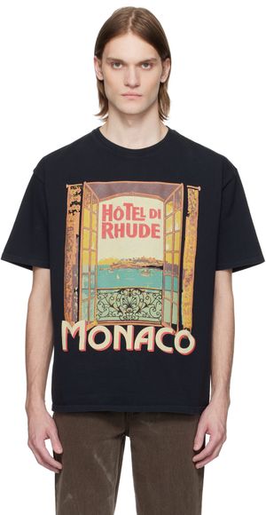 Rhude Black Hotel Di Monaco T-shirt