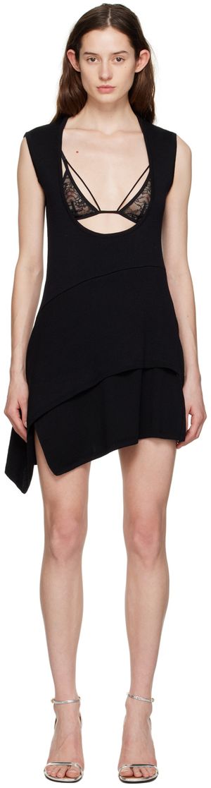 Marques Almeida Black Plunging Neck Minidress