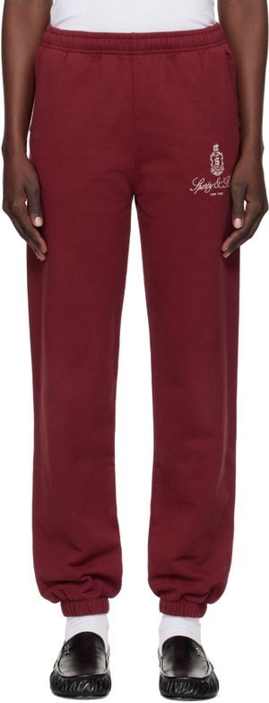 Sporty & Rich Pantalon de survêtement bourgogne à logo Vendome