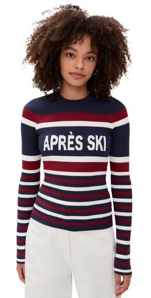 Show Me Your Mumu Slopes Sweater Navy Apres Ski Stripe XS