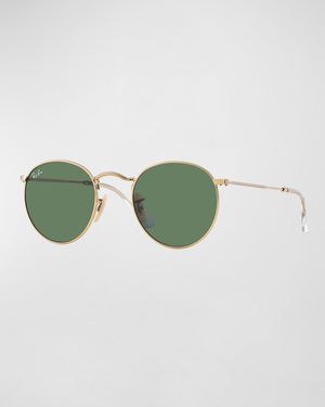 Men's Round Metal Sunglasses, Green, 53MM