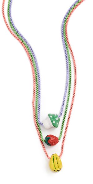 Clare V. Ceramic Bead Necklace Set Multi One Size