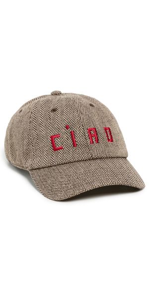 Clare V. Wool Baseball Hat Taupe With Red One Size
