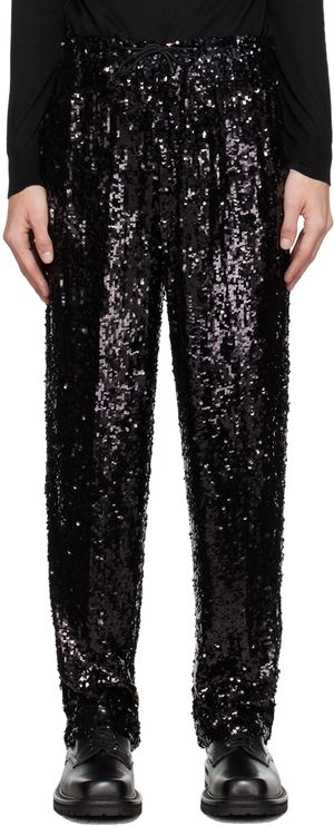 Dries Van Noten Pantalon noir à paillettes