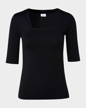 Square-Neck Jersey Top