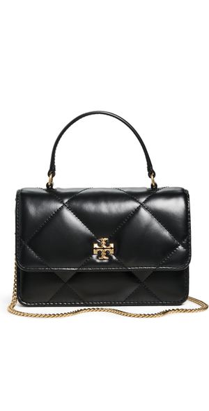 Tory Burch Kira Diamond Quilt Mini Top Handle Chain Crossbody Bag Black One Size