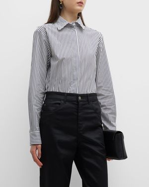Striped Poplin Button-Down Shirt