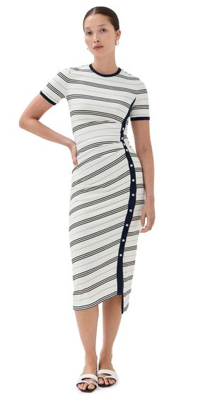 SIMKHAI Shanna Midi Dress White Multi Stripe XS