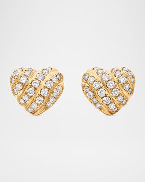 Heart Stud Earrings in 18K Gold with Diamonds
