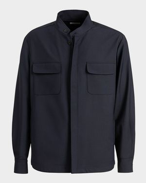 Men's Overshirt with Band Collar