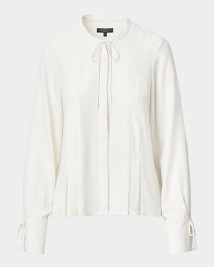 Arden Pleated Long-Sleeve Blouse