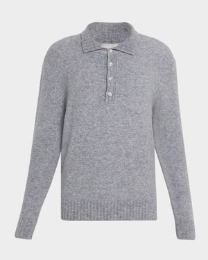 Men's Boucle Knit Polo Sweater