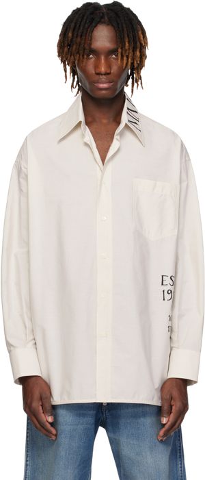 MM6 Maison Margiela Off-White Asymmetric Striped Poplin Shirt