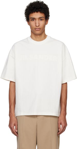 Jil Sander T-shirt blanc cassé à logo imprimé