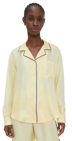 Comme Si Notched Collar Shirt Butter/Black XS