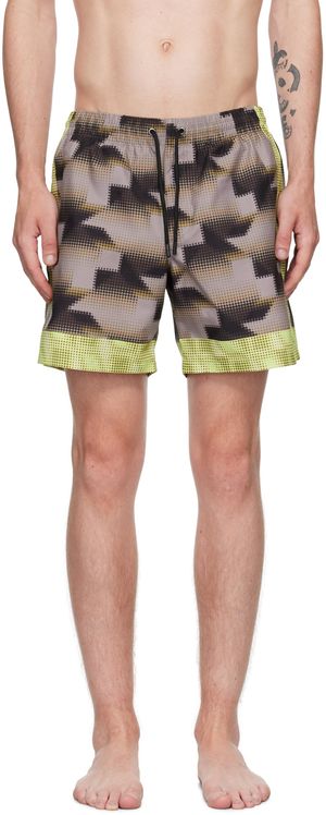 Dries Van Noten Maillot de bain bleu à motif graphique imprimé