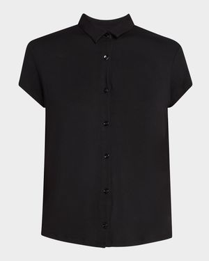 Soft Touch Button-Down Jersey Shirt