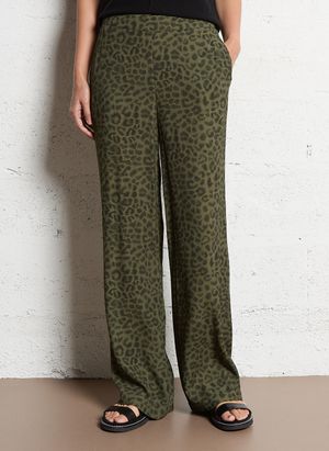 Maison 123 - Pantalon droit fluide léopard - Taille 44 - Vert