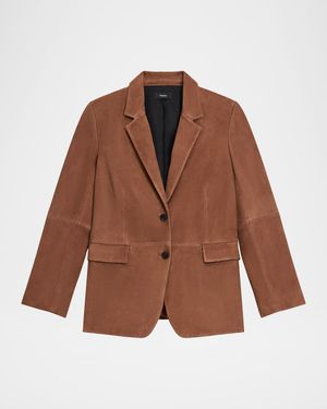 Single-Breasted Suede Blazer