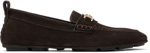 Versace Brown Villa Suede Driver Loafers