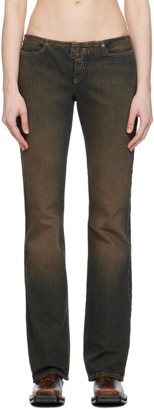 GUESS USA Brown & Blue Eyelet Jeans
