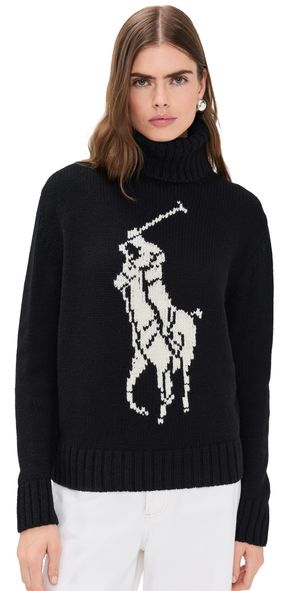Polo Ralph Lauren Wool Turtleneck Pullover Sweater Polo Black/Authentic Cream L
