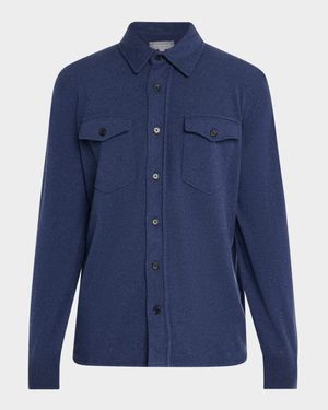 Men's Wool and Cashmere Dual-Pocket Button-Down Shirt