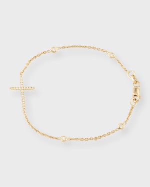 Integrated Diamond Cross Bracelet, White Gold
