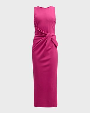 Sleeveless Twist-Front Jersey Midi Dress