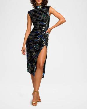 Hallie Floral Velvet Midi Dress