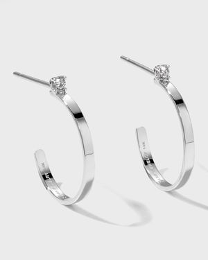 14K Gold Solo Diamond Hoop Earrings