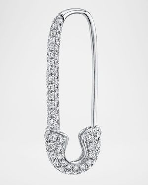 18K White Gold Diamond Safety Pin Earring, Single (Right)