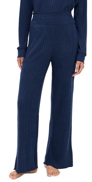 Z Supply Dawn Smocked Rib Pants Blue Sapphire M