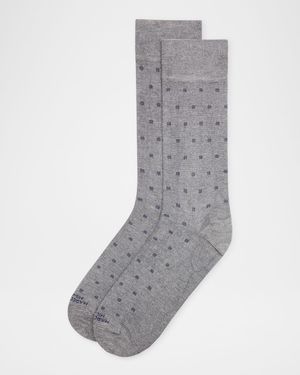 Men's Modal Cashmere Micro Polka Mid-Calf Socks