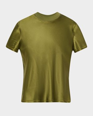 Mixed-Media Bias Silk T-Shirt