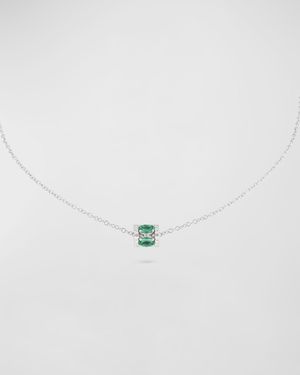 Procida 18K White Gold Emerald and Diamond Pendant Necklace