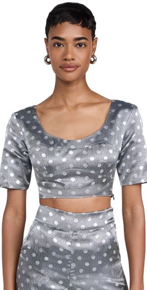 Dur Doux Dot Crop Top White/Black XS