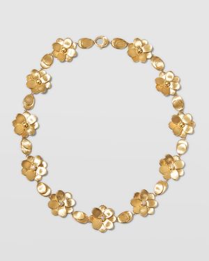 18K Yellow Gold Flower Collar Necklace with Diamonds