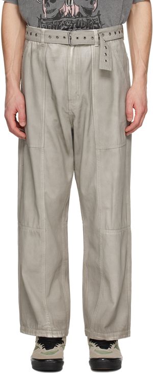 Izzue Pantalon gris à ceinture