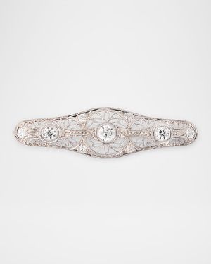 Estate Art Deco Platinum Diamond Filigree Bar Pin