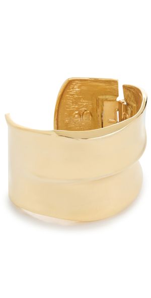 Kenneth Jay Lane Thick Polished Gold Hinged Cuff Bracelet Polished Gold One Size