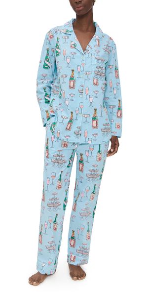 Printfresh Champagne Tower Long PJ Set Soft Blue M