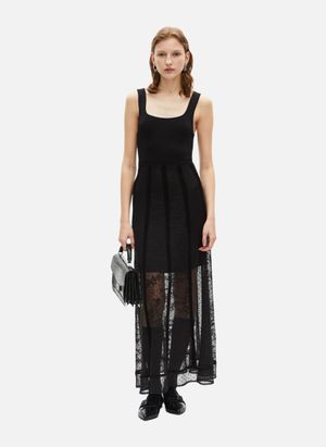 The Kooples - Robe longue en maille et dentelle - Taille 40 - Noir