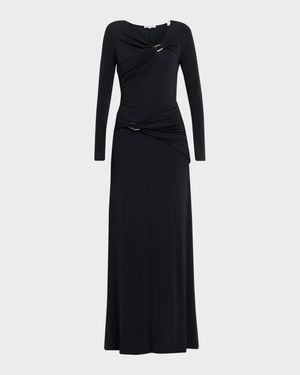Viela Long-Sleeve Jersey Maxi Dress