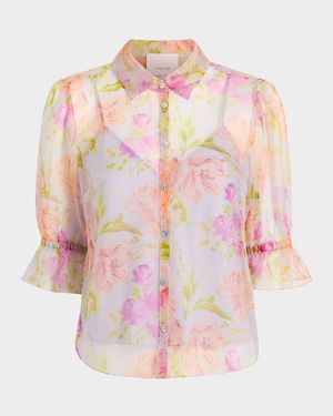 Fiona Floral Puff-Sleeve Top