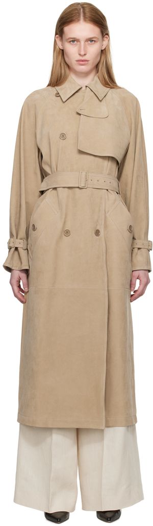Max Mara Beige Quinto Leather Coat